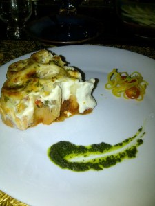 3rd course: Deconstructed vegetarian lasagne (Photo: Carissa Hickling)