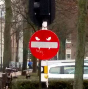 Someone has a sense of humour... vampirish stop sign?